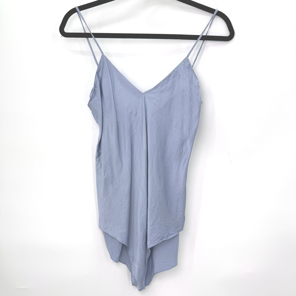 Vintage Lasoie Bodysuit Women M Light Blue 90s Silk Balletcore Romantic Coquette